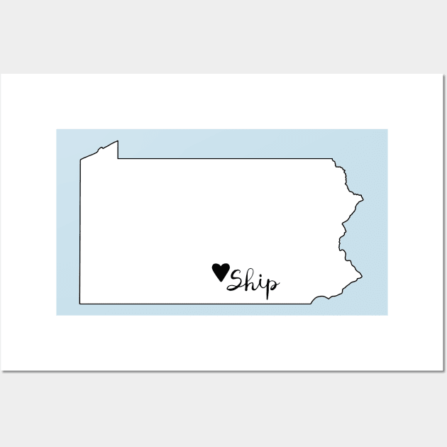 Heart Ship - Shippensburg (Black) Wall Art by kiramrob